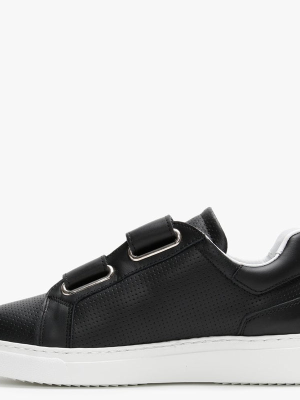 Sausica Black Leather Perforated Trainers