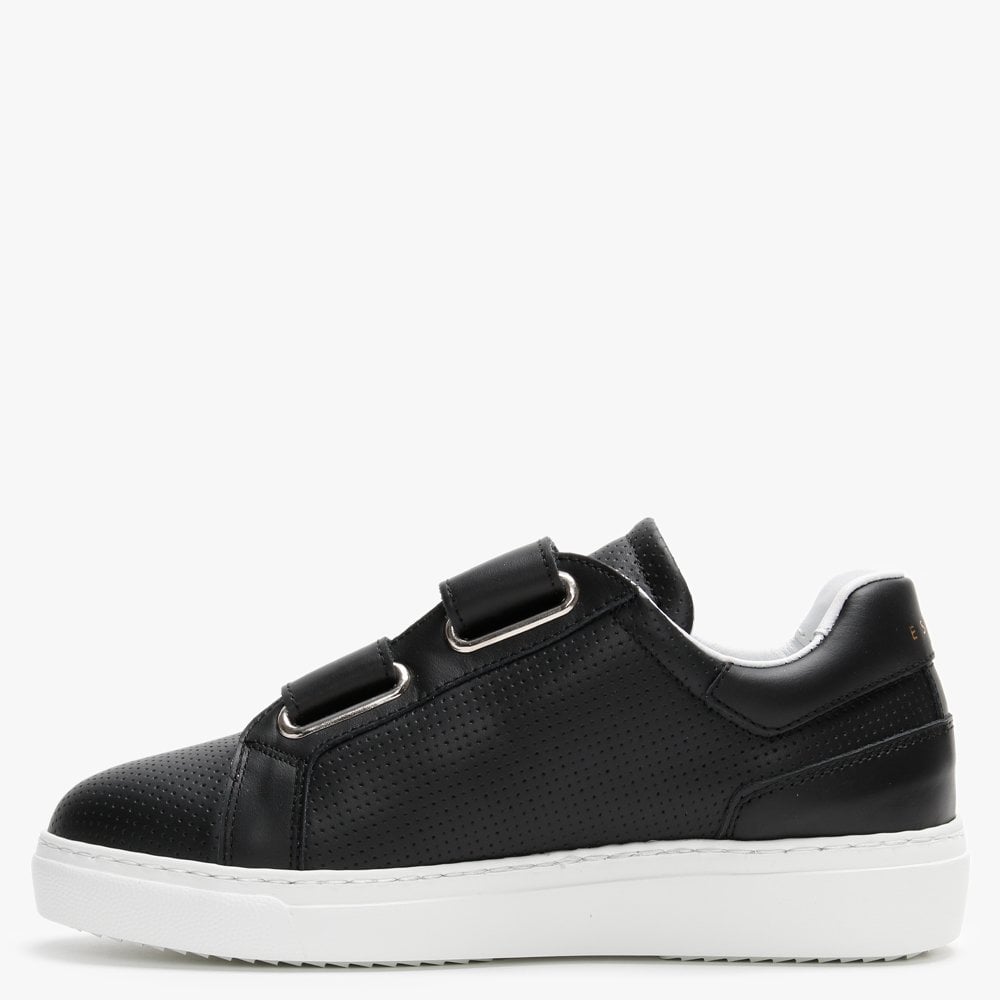 Sausica Black Leather Perforated Trainers