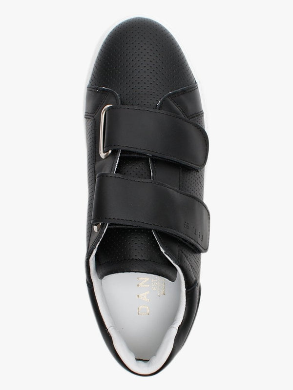 Sausica Black Leather Perforated Trainers