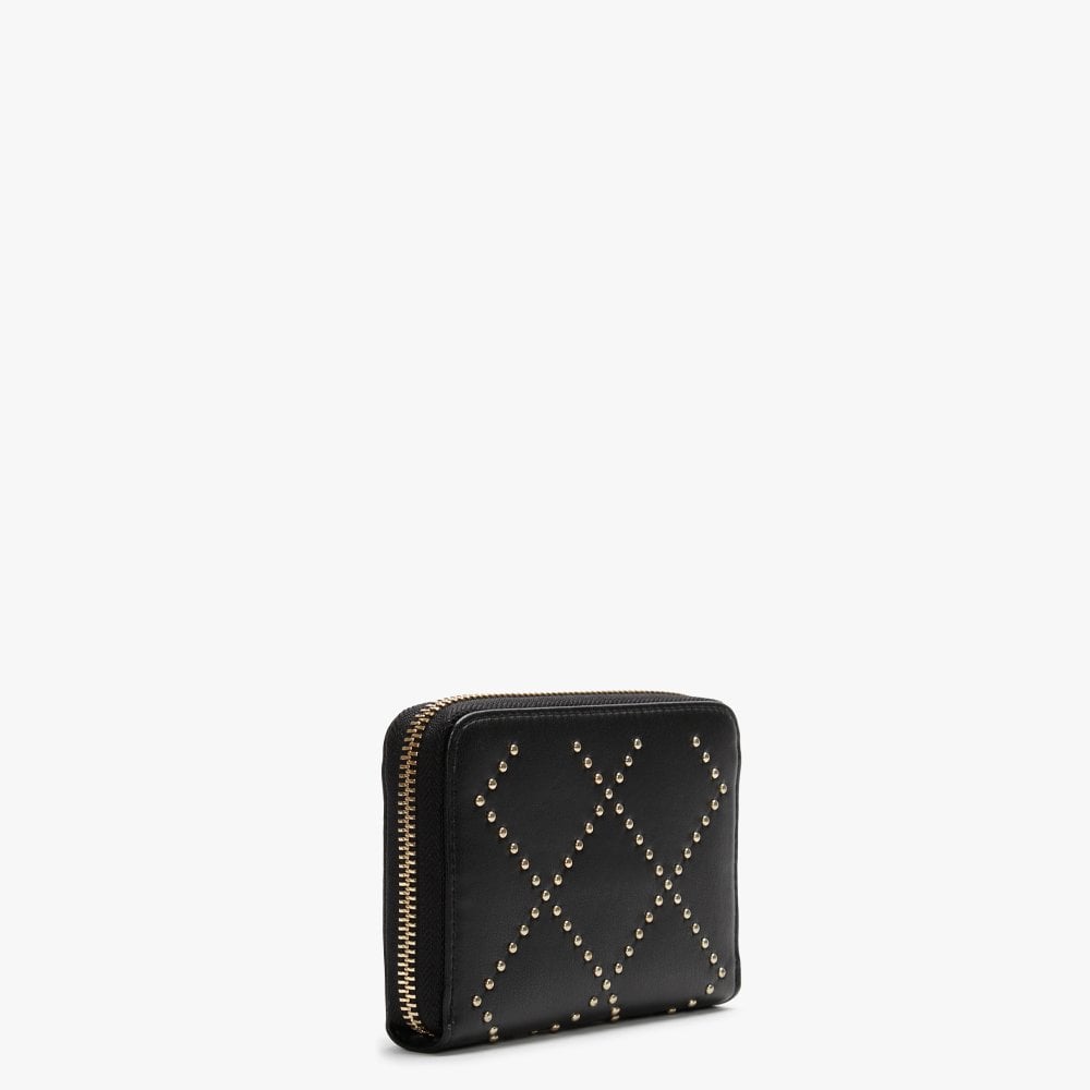 Mandolino Black Studded Zip Around Coin Purse