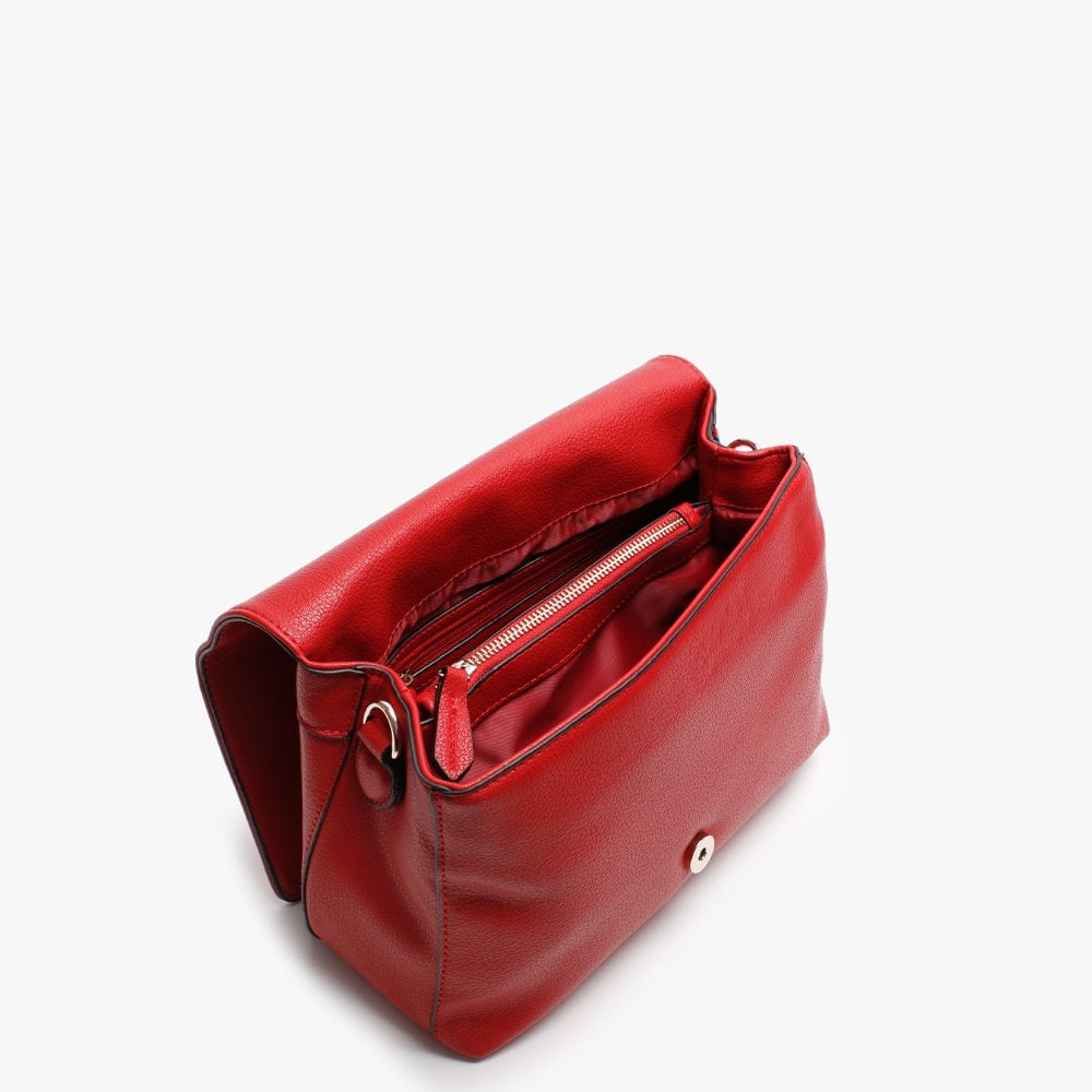 Flauto Pebbled Red Shoulder Bag