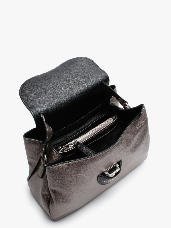 Drum Pebbled Pewter & Black Satchel Bag
