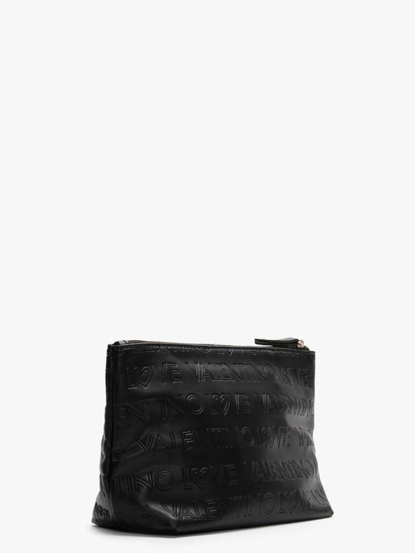 Lovely Black Logo Embossed Cosmetic Pouch