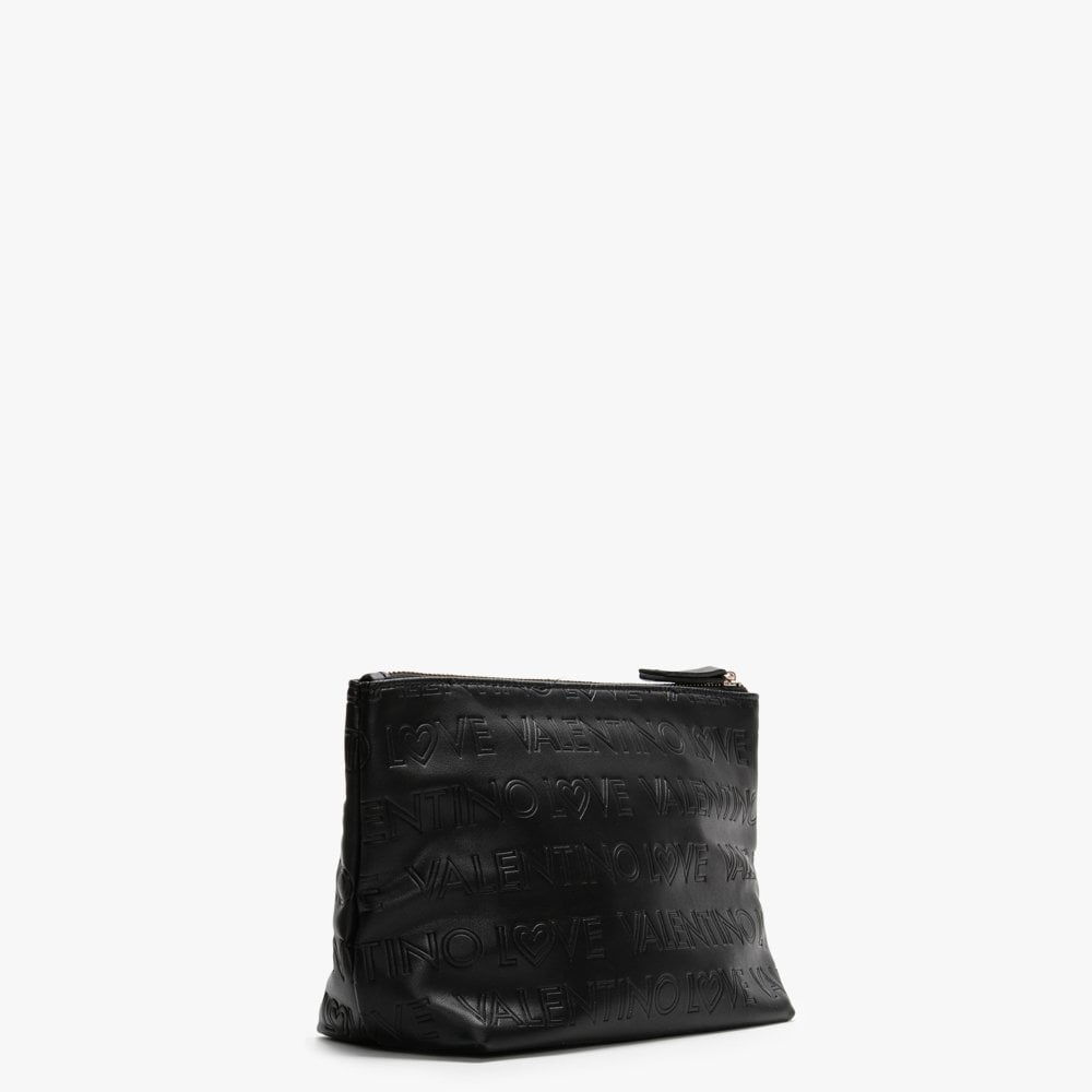 Lovely Black Logo Embossed Cosmetic Pouch