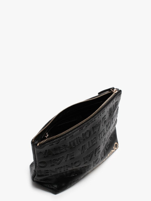 Lovely Black Logo Embossed Cosmetic Pouch