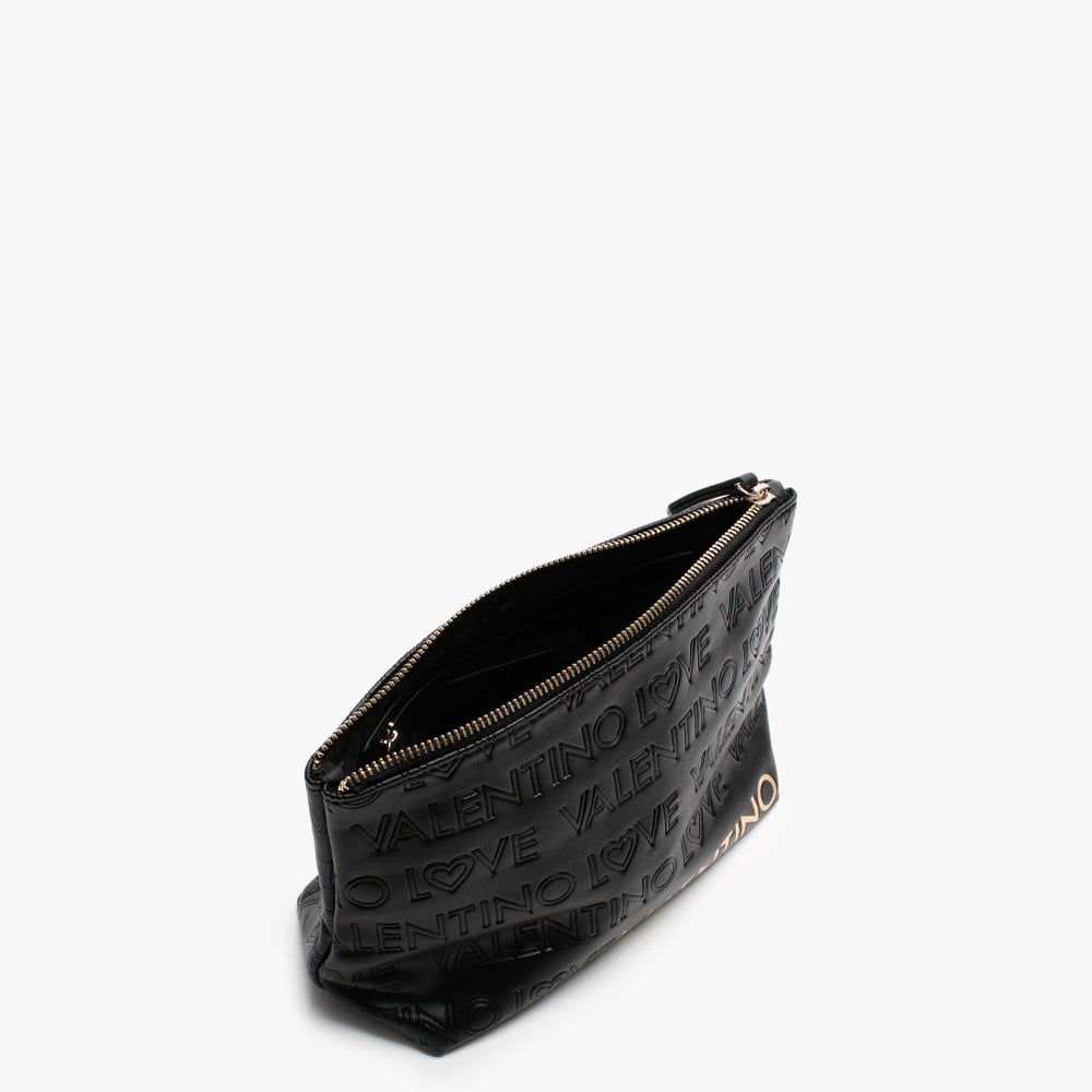 Lovely Black Logo Embossed Cosmetic Pouch