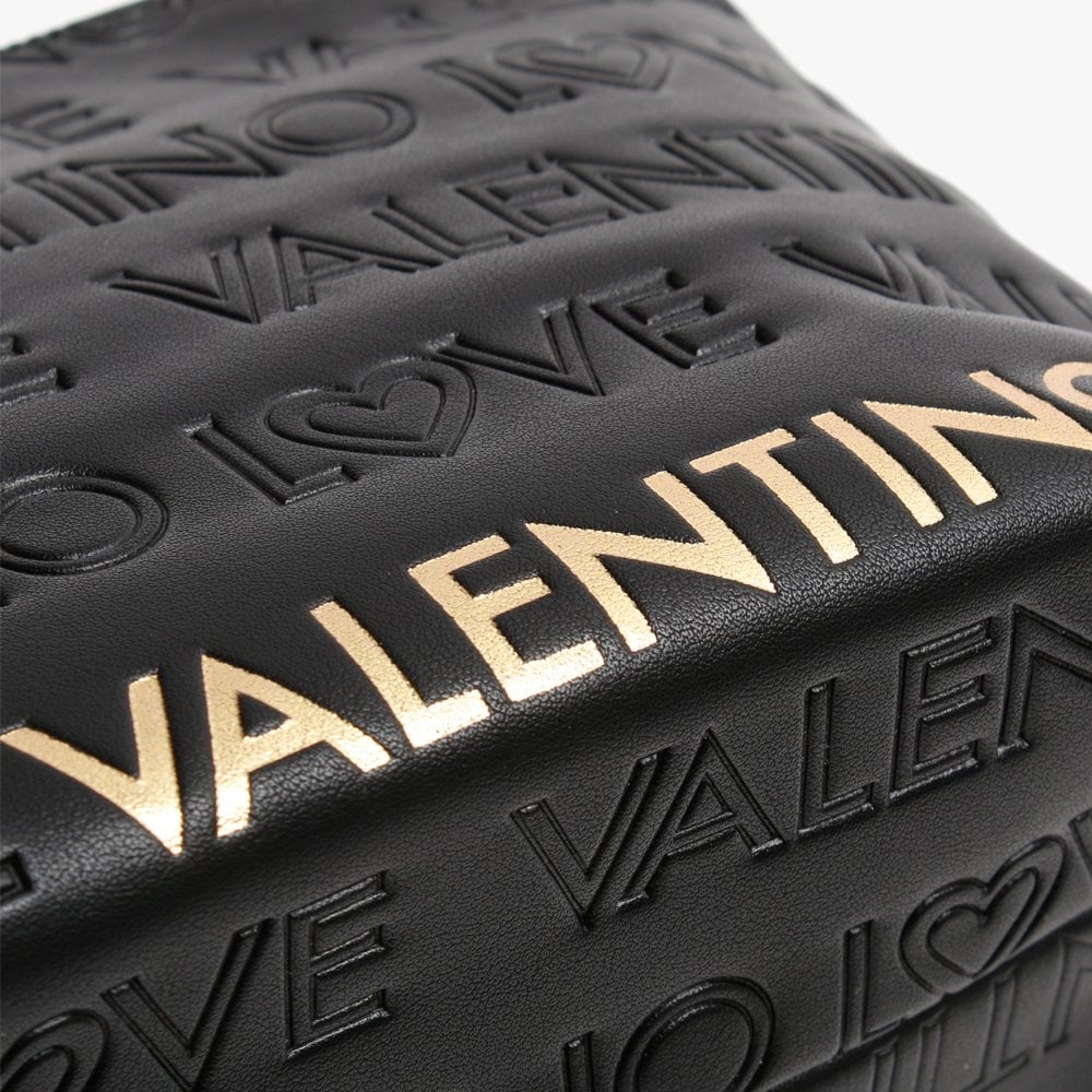 Lovely Black Logo Embossed Cosmetic Pouch
