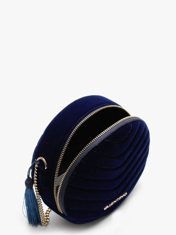 Carillon Blue Velvet Quilted Shoulder Bag