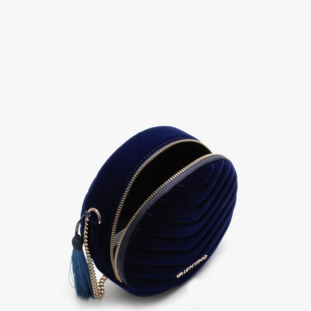 Carillon Blue Velvet Quilted Shoulder Bag