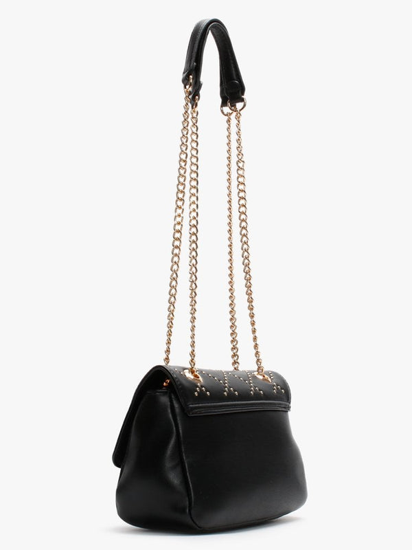 Mandolino Black Quilted Studded Cross-Body Bag