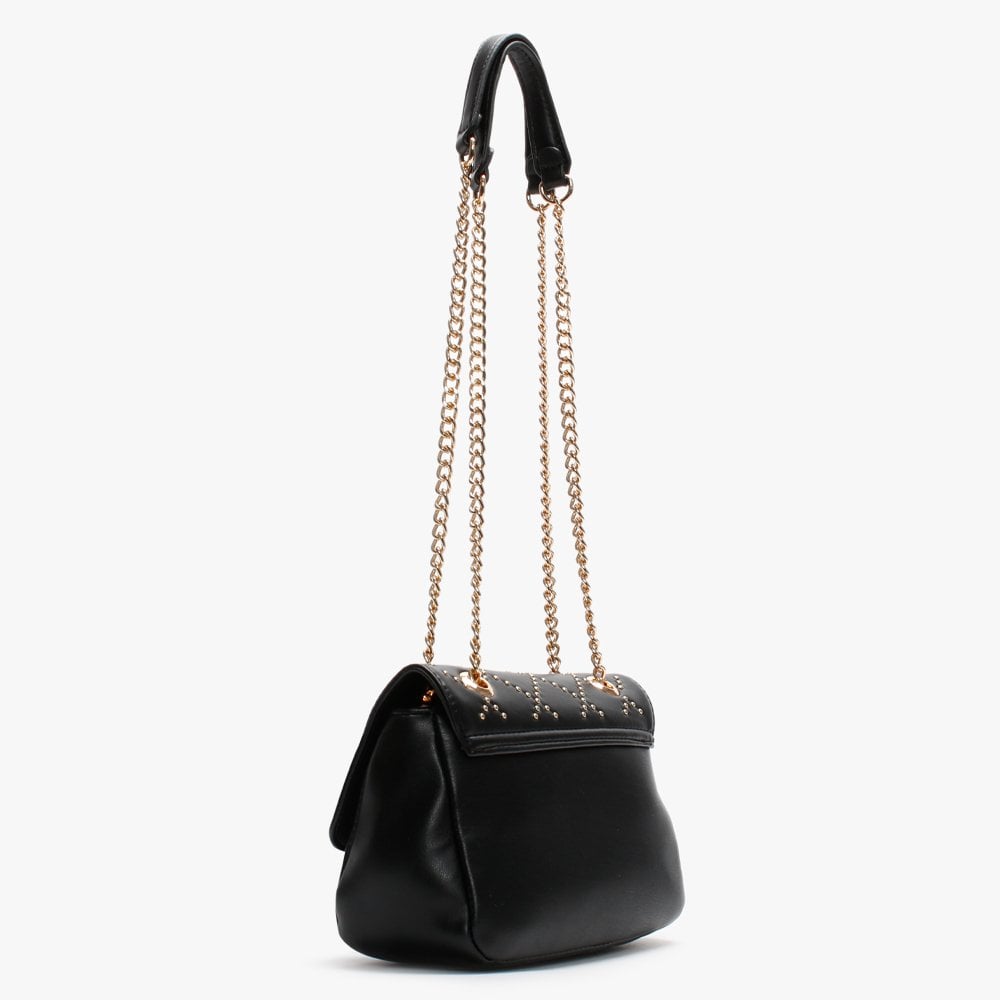Mandolino Black Quilted Studded Cross-Body Bag