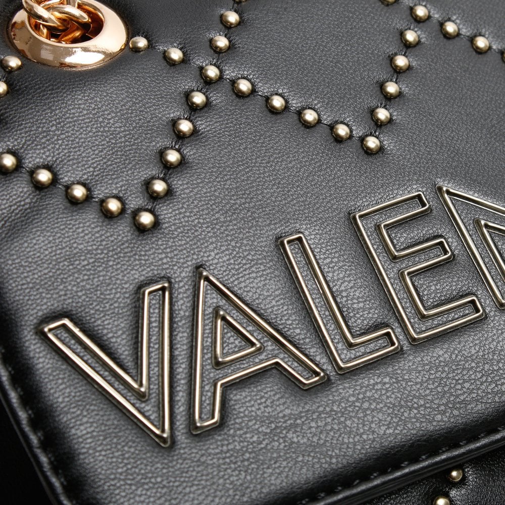 Mandolino Black Quilted Studded Cross-Body Bag
