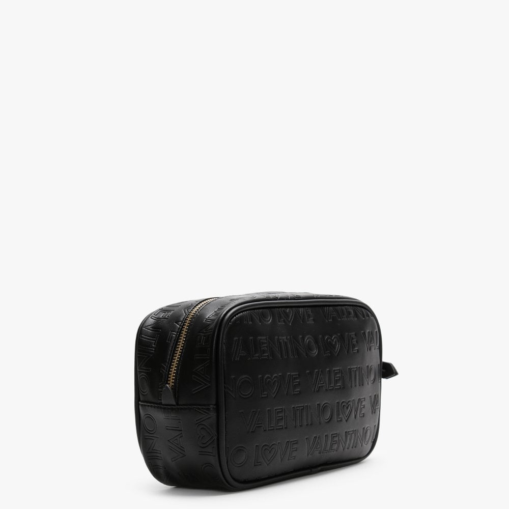 Lovely Black Logo Embossed Cosmetic Bag