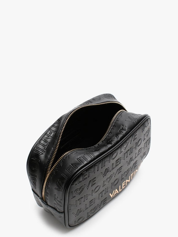 Lovely Black Logo Embossed Cosmetic Bag