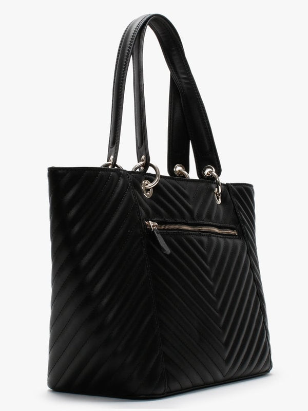 Kamryn Quilted Black Tote Bag