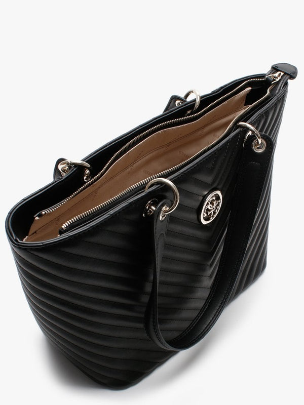 Kamryn Quilted Black Tote Bag
