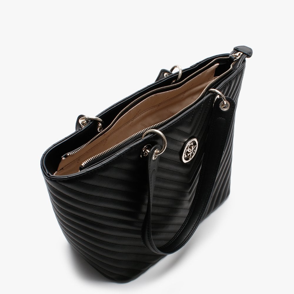 Kamryn Quilted Black Tote Bag