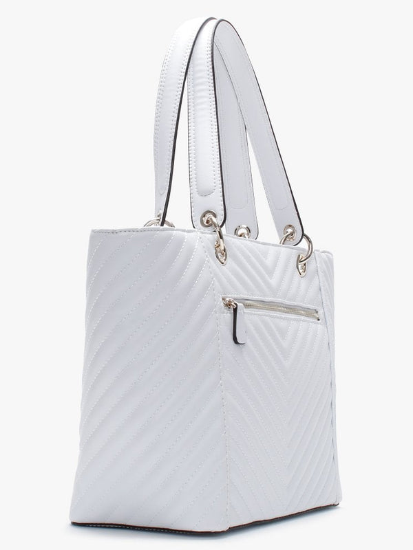 Kamryn Quilted White Tote Bag