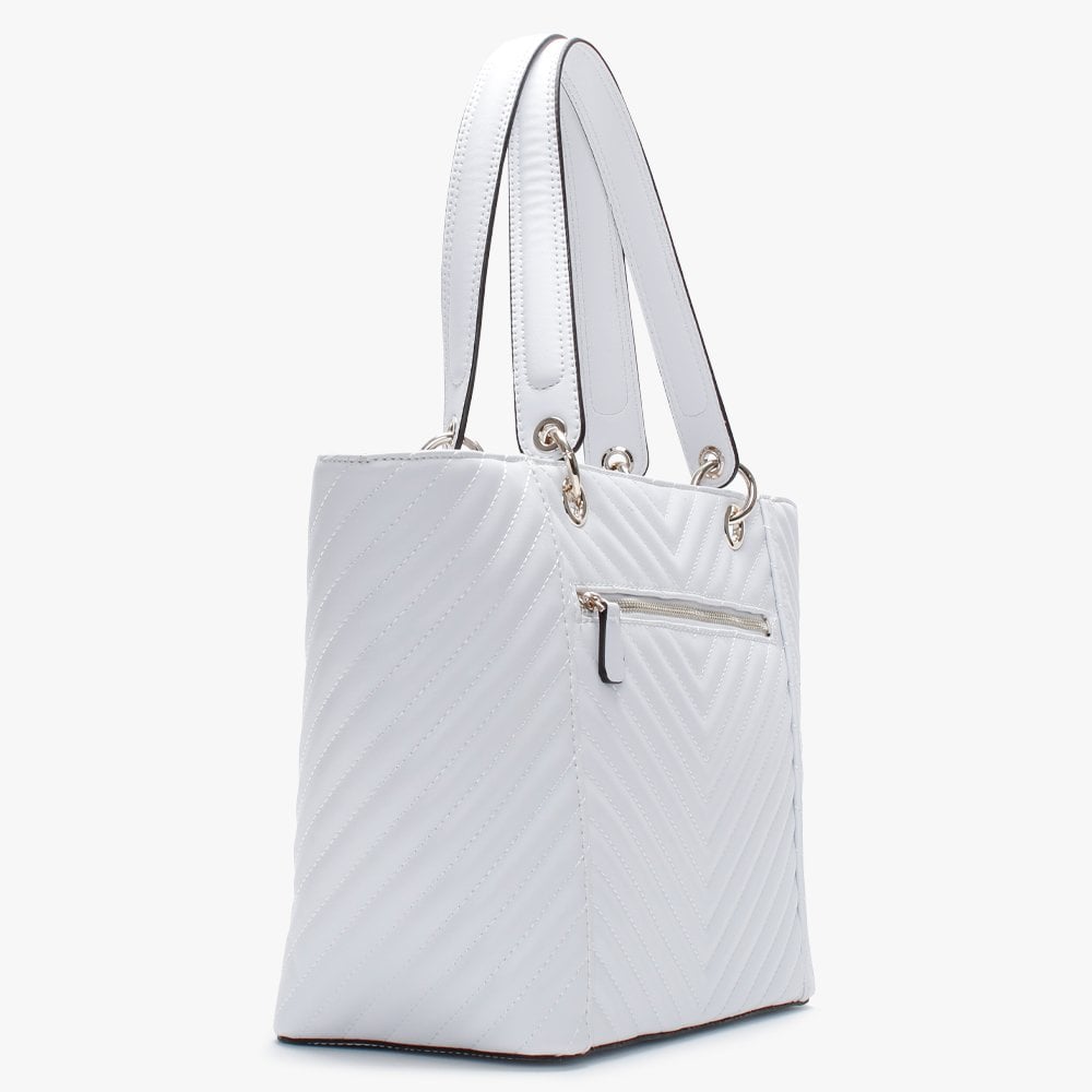 Kamryn Quilted White Tote Bag