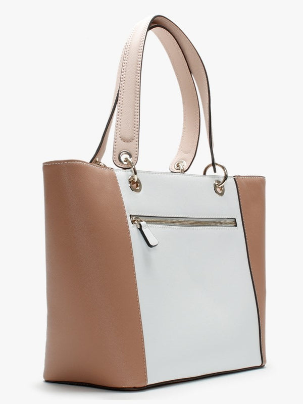 Kamryn Nude & White Shopper Bag