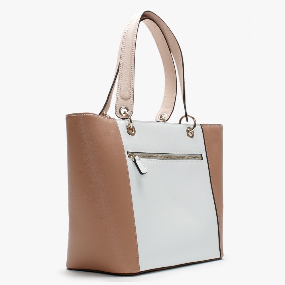 Kamryn Nude & White Shopper Bag
