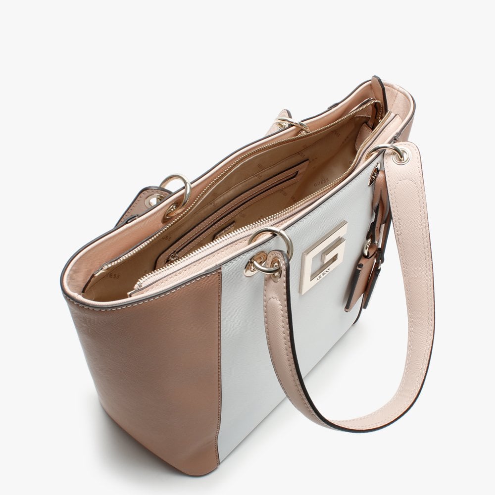 Kamryn Nude & White Shopper Bag