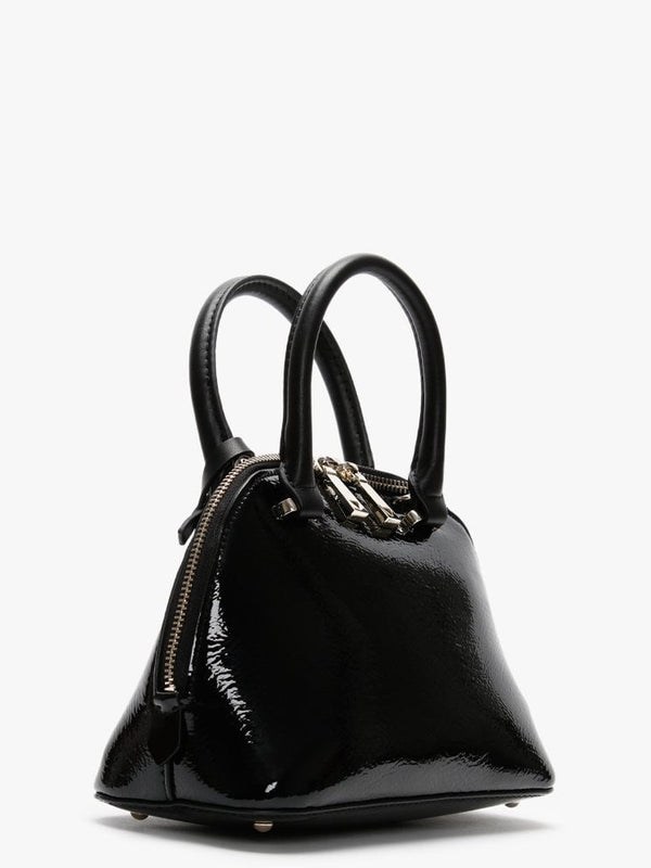 Maddy Dome Black Patent Satchel Bag