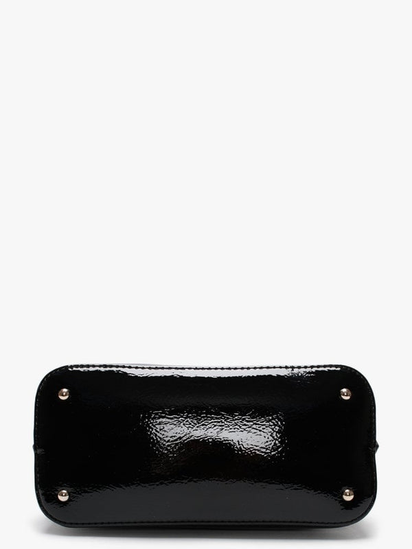 Maddy Dome Black Patent Satchel Bag