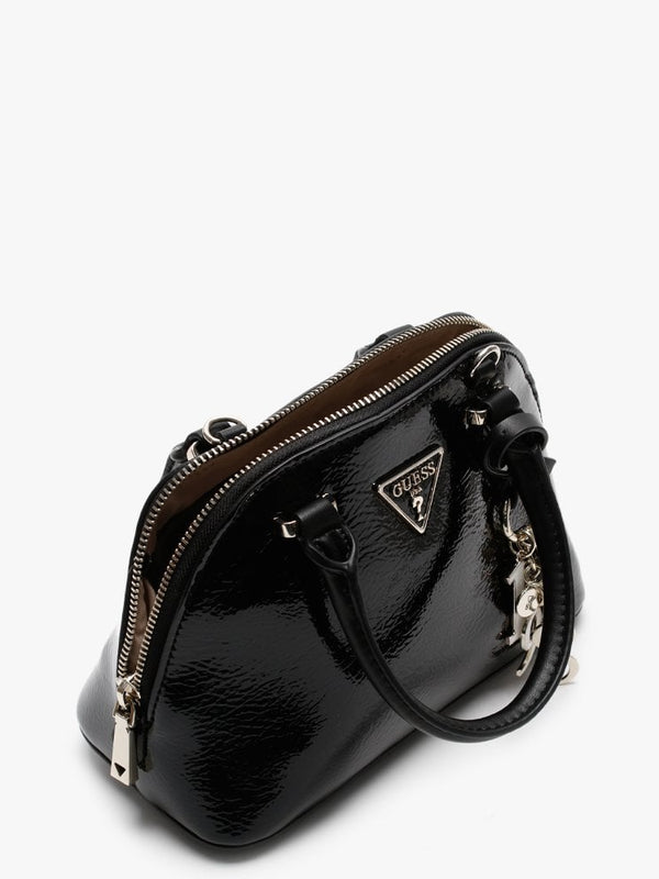 Maddy Dome Black Patent Satchel Bag