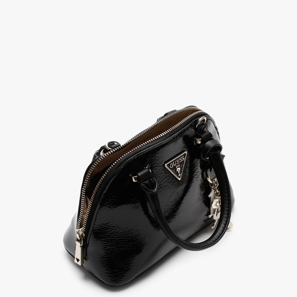 Maddy Dome Black Patent Satchel Bag