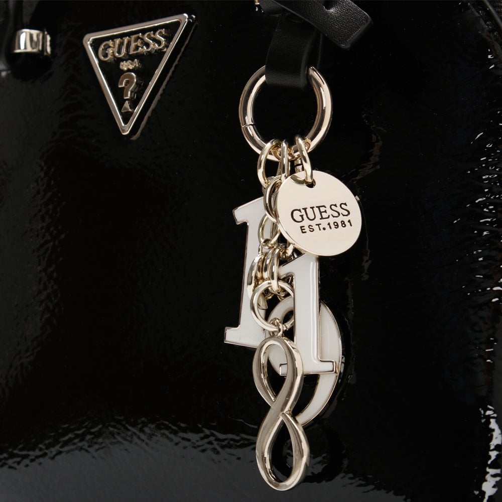 Maddy Dome Black Patent Satchel Bag