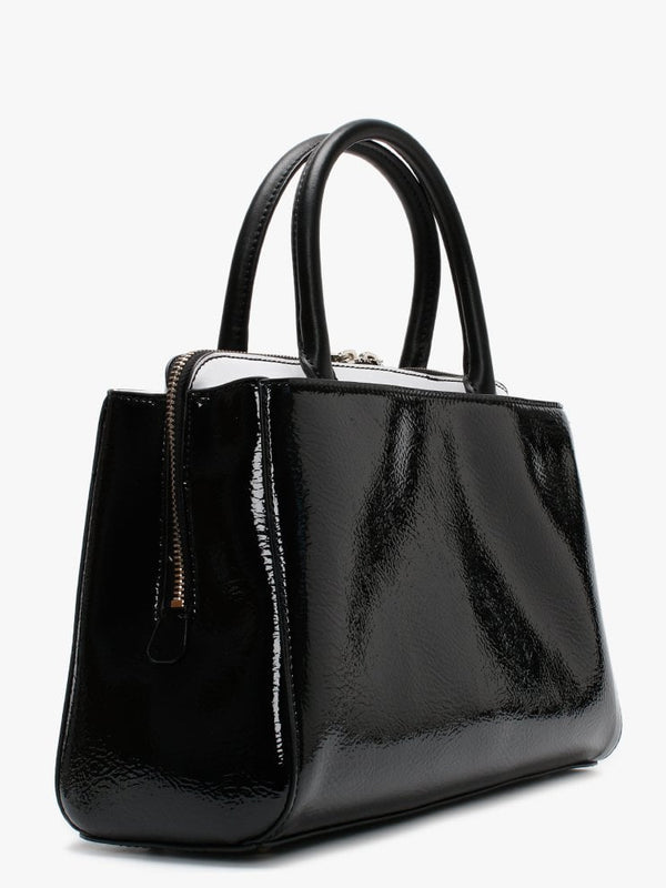 Maddy Girlfriend Black Patent Satchel Bag