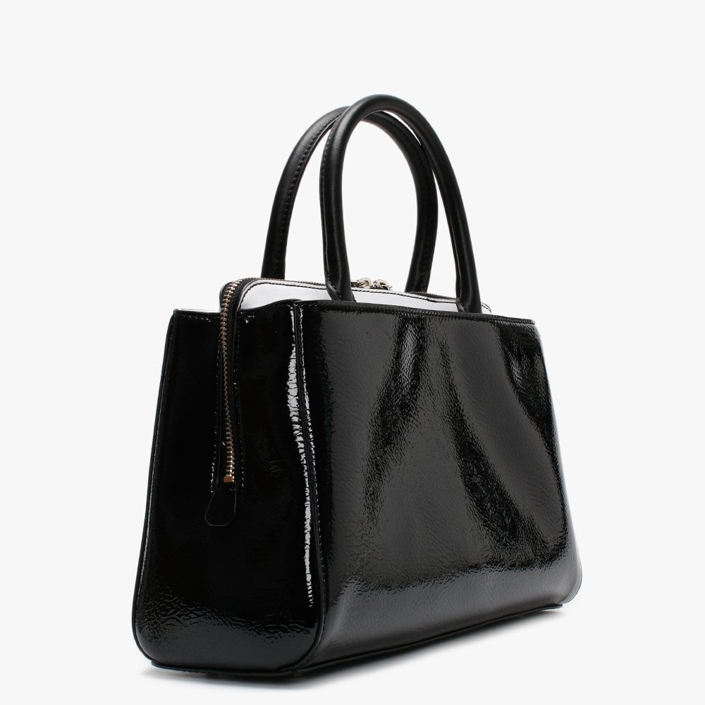 Maddy Girlfriend Black Patent Satchel Bag