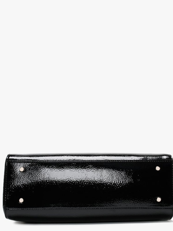 Maddy Girlfriend Black Patent Satchel Bag