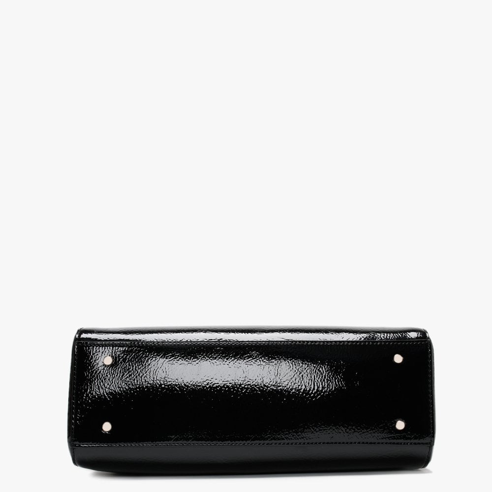 Maddy Girlfriend Black Patent Satchel Bag