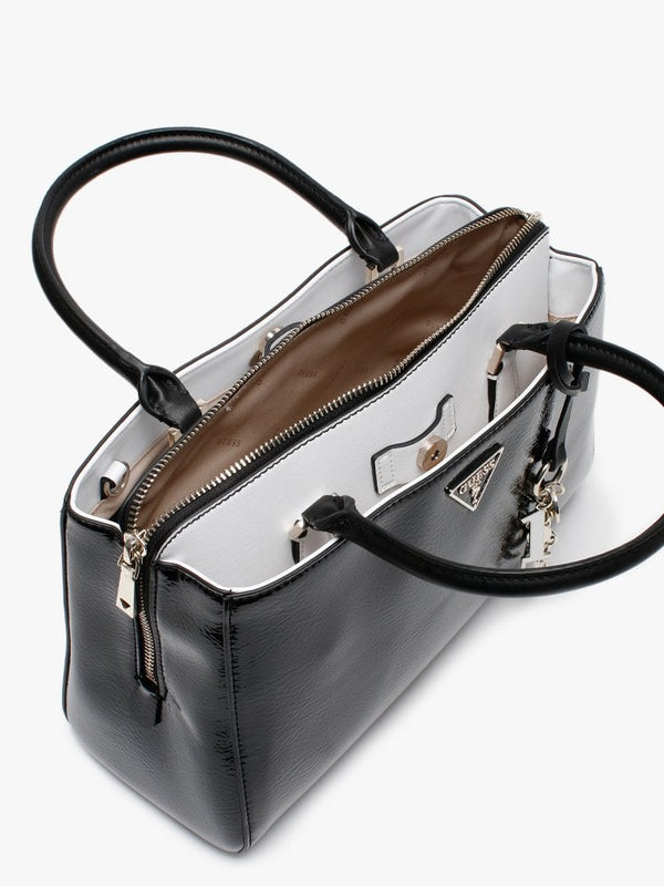Maddy Girlfriend Black Patent Satchel Bag