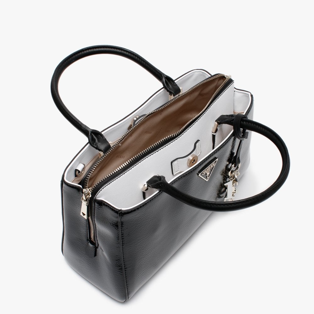 Maddy Girlfriend Black Patent Satchel Bag