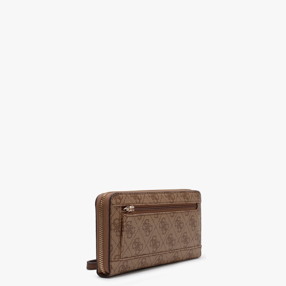Open Road Repeat Logo Zip Around Brown Wristlet Wallet