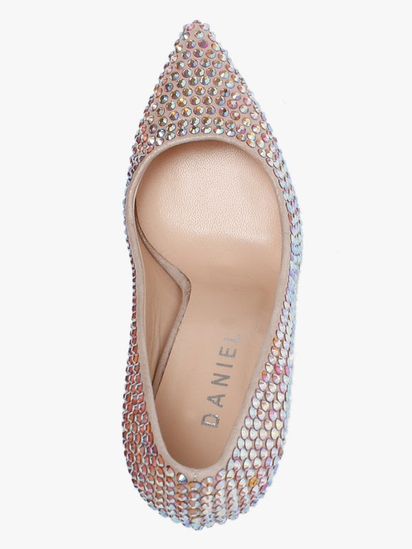 Pequet Beige Suede Embellished Court Shoes