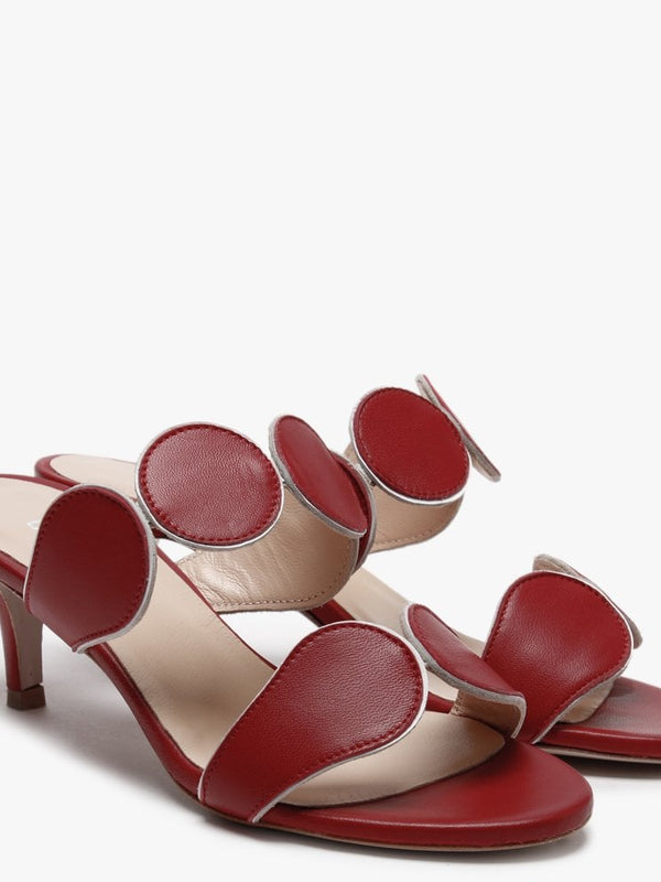 Pollie Red Leather Heeled Sandals