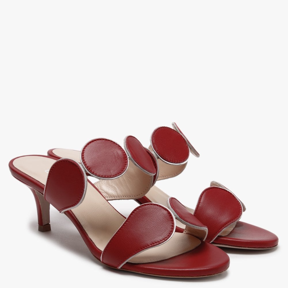 Pollie Red Leather Heeled Sandals