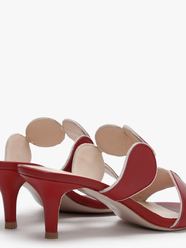 Pollie Red Leather Heeled Sandals