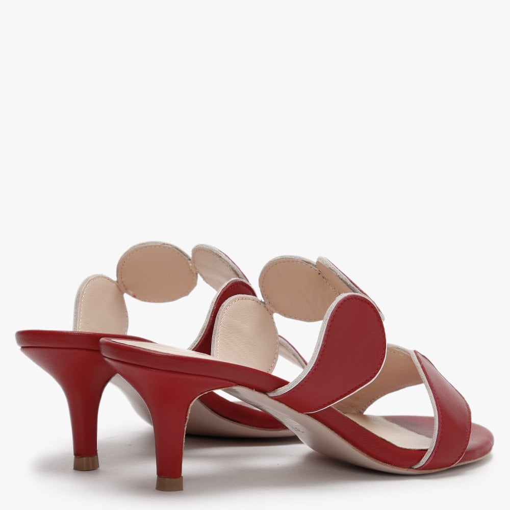 Pollie Red Leather Heeled Sandals