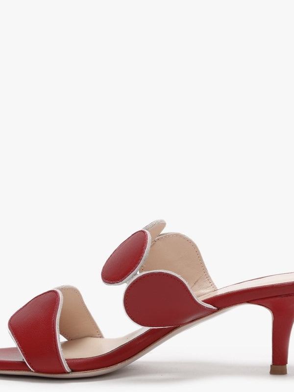 Pollie Red Leather Heeled Sandals