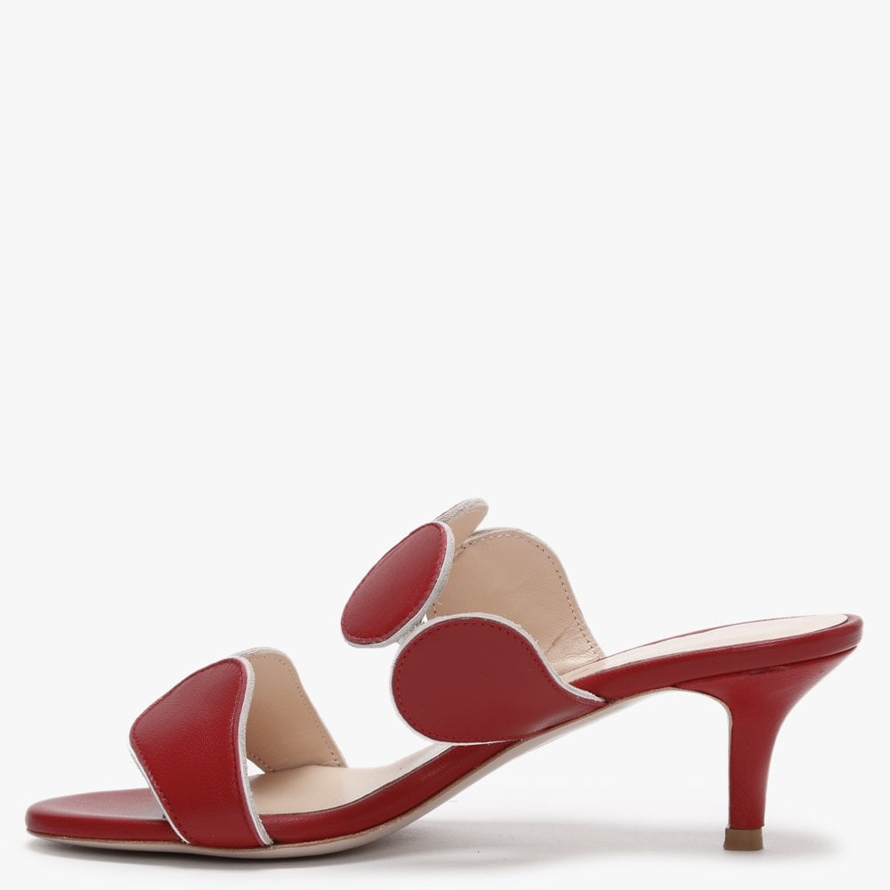 Pollie Red Leather Heeled Sandals