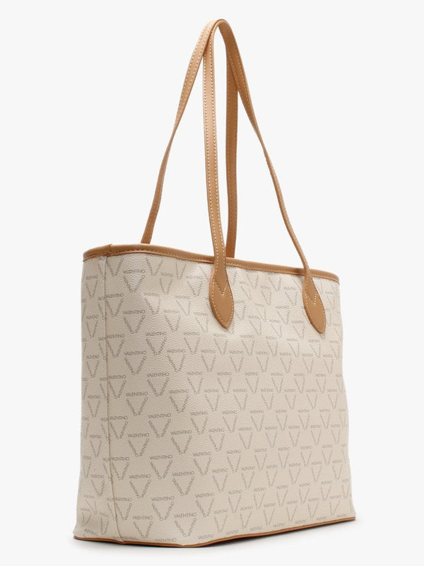 Liuto Beige Repeat Logo Tote Bag
