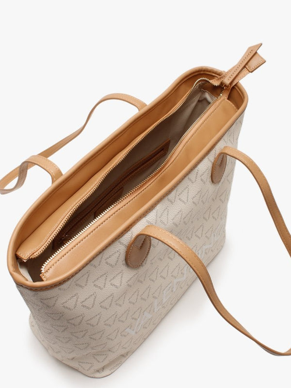 Liuto Beige Repeat Logo Tote Bag