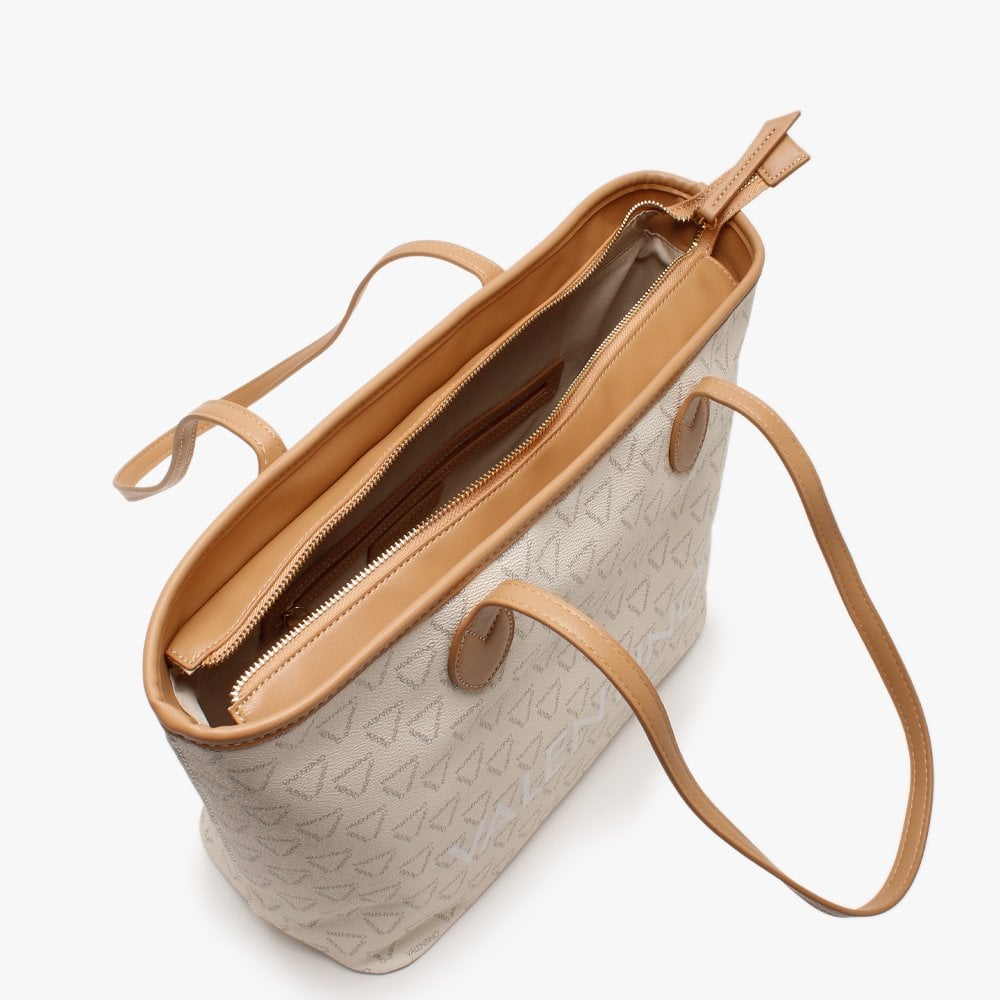 Liuto Beige Repeat Logo Tote Bag