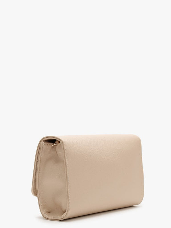 Divina Beige Saffiano Pouchette Bag