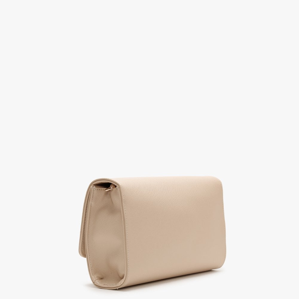 Divina Beige Saffiano Pouchette Bag